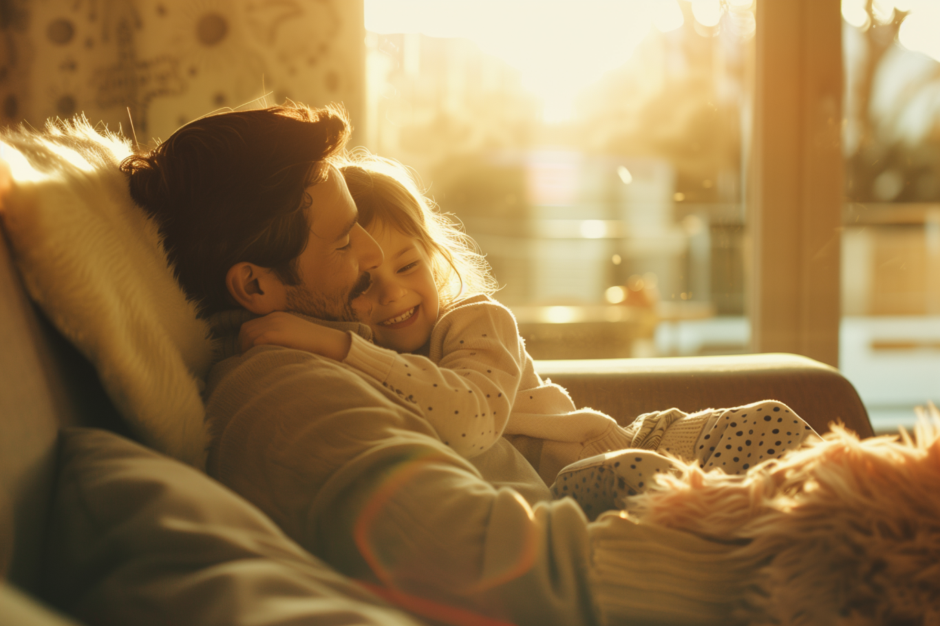 Elternteil und Kind verbringen gemeinsam eine ruhige und liebevolle Zeit zu Hause